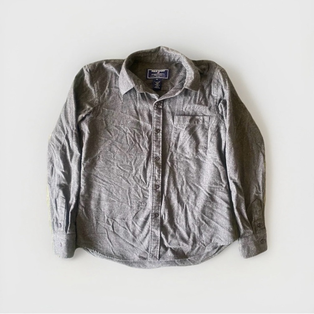 90s Women’s Ralph Lauren Polo Sport Wool Cashmere Button up Shirt Size S 10 Grey